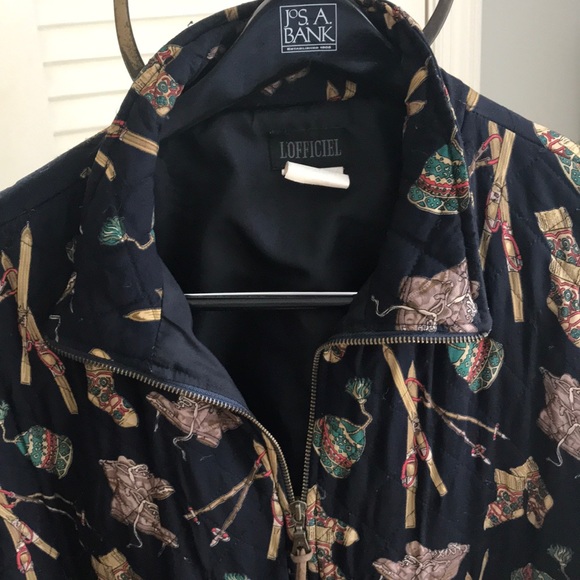 Ski-themed quilted jacket. Silk. By L’Officiel. - Picture 1 of 8